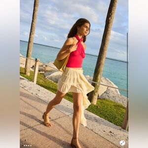 Free People Jolie Tiered Cascading Ruffles Gauzy Mini Skirt XS